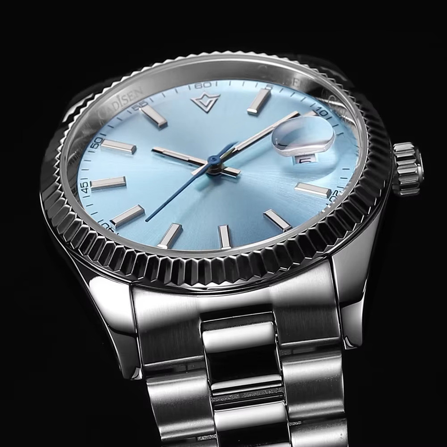 CADISEN Armbanduhr Automatik, Edelstahl, Blau, Gold, Herren - Bild 7