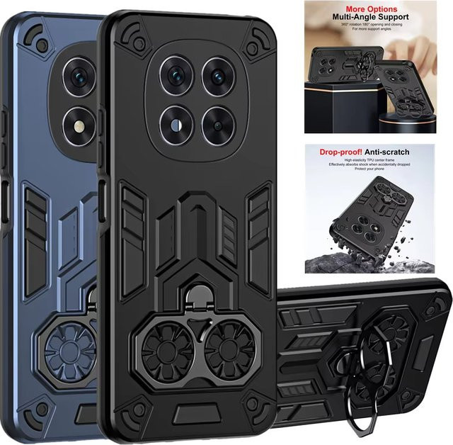 Stoßfeste Schutzhülle für Xiaomi Redmi Note 14 Pro 5G / 14 Pro+ / 14 A3 Pro / 14C / A5 mit Metallring in Schwarz - Bild 1