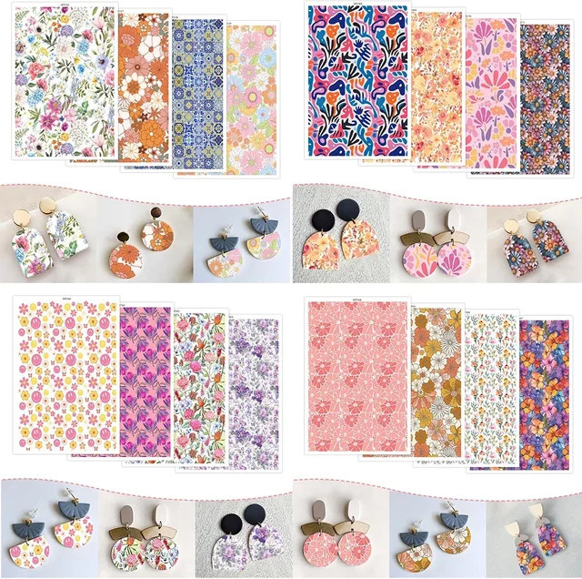 Aquarell Transferpapier mit buntem Frühlingsblumen-Muster für Polymer Clay und Keramik als lösliche Einwegaufkleber in Multicolor - Bild 1