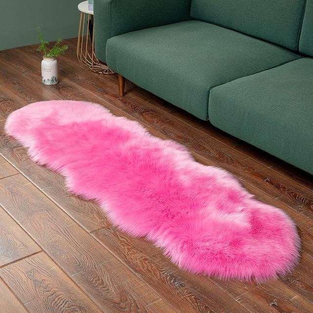 Yiran Furniture Kunstfell-Flauschteppich in Pink, moderner Langhaarteppich für Wohnzimmer und Schlafzimmer, Breite: 60 cm, Tiefe: 90 cm - Bild 1
