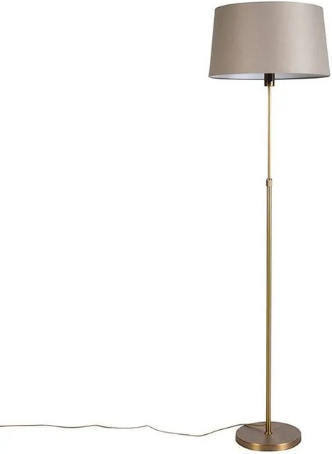 QAZQA Stehleuchte Bronze mit dimmbarem Leinenschirm in Taupe, höhenverstellbar und modern - Bild 1