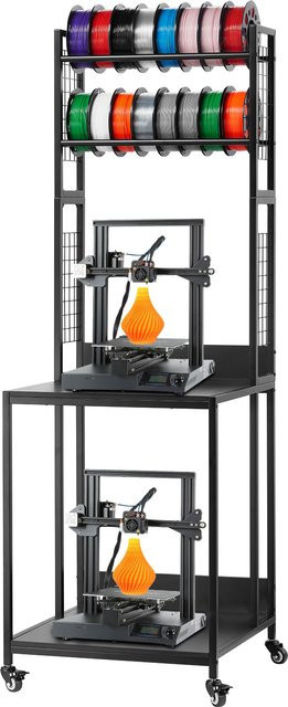 SucceBuy 4-stufiges Filament-Aufbewahrungsregal aus Metall mit Rollen in Schwarz für 3D-Drucker-Stationen - Bild 1