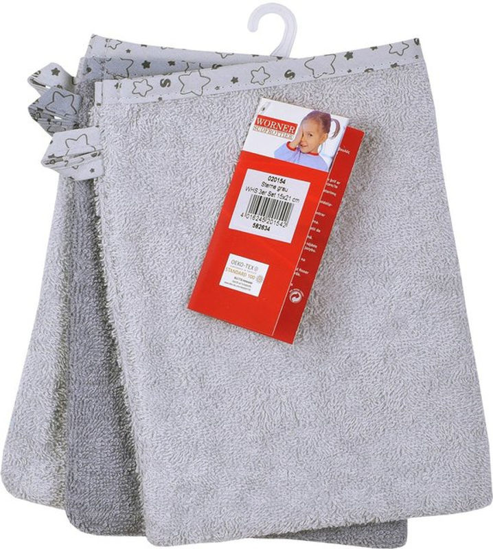 Wörner Waschlappen 3er-Pack, grau, Baumwolle, 15x21 cm - Bild 2