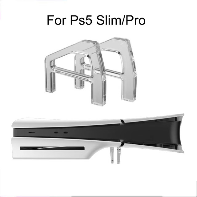TECTINTER 2er-Set Horizontale Ständer für PS5 Slim und PS5 Pro aus transparentem Acryl, Dreieck-Basis Halterung zur Unterstützung und Lagerung - Bild 1