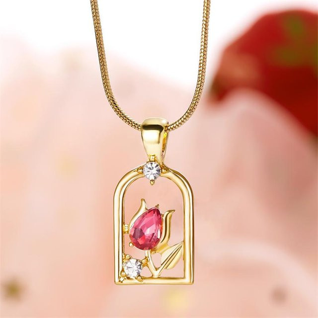 Mango Event Tulpen Anhänger Halskette, Zirkonia, Gold, Damen - Bild 1