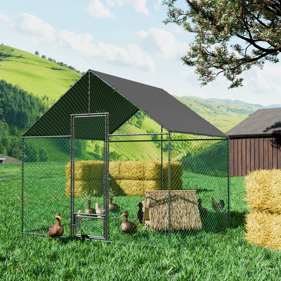 BORWART Outdoor-Hühnerstall mit großem Metall-Hühnerauslauf und wasserdichter Abdeckung - Bild 6