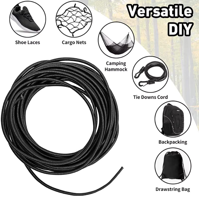 Elastische Rundschnur in Schwarz und Weiß für DIY und Nähzubehör, Durchmesser: 4 mm, Länge: 2 m - Bild 4