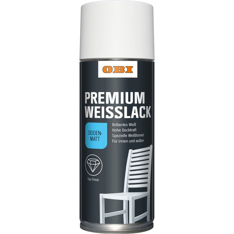 OBI Premium Weißlack Spray seidenmatt in Weiß, 400 ml - Bild 2