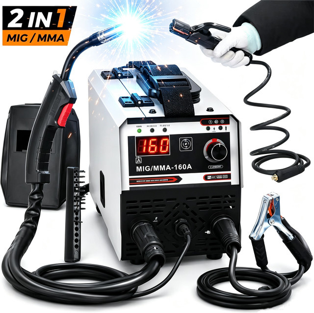 Bromose 2-in-1 MIG/MMA Schweißgerät mit integriertem Drahtvorschub, 220V IGBT DC Inverter Schweißgerät für gasfreies ARC-Schweißen - Bild 1