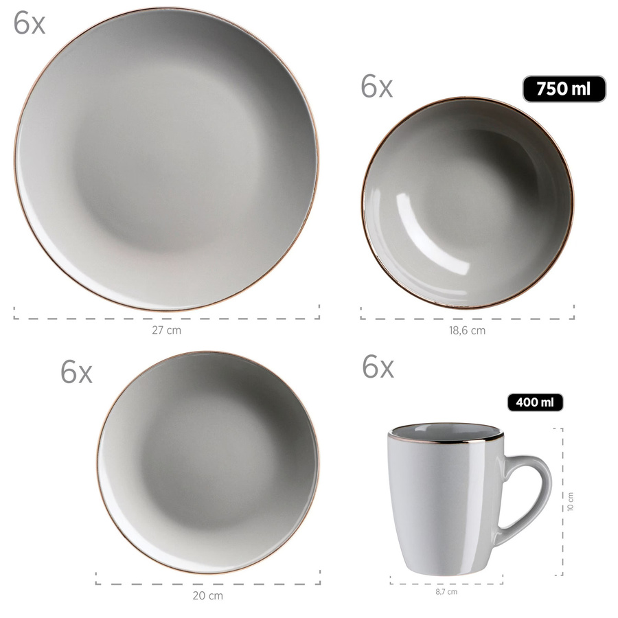 Mäser Kombiservice METALLIC RIM aus Steinzeug in Weiß und Gold - Bild 2