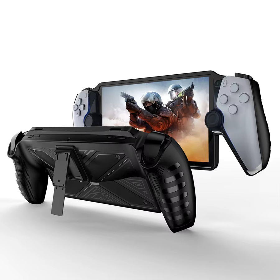 ATUOTIN TPU-Schutzhülle für PS Portal mit Halterung, kratzfeste Griffhülle für PlayStation, Schwarz - Bild 2