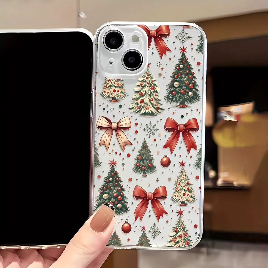Transparente TPU-Handyhülle mit Schleife und Weihnachtsbaummuster für iPhone 17 16 15 14 13 12 11 Pro Max Plus Mini und XS XR X 8 7 - Bild 2