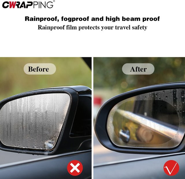 4er-Set wasserdichte Anti-Beschlag-Folie für Auto-Rückspiegel und Seitenfenster, transparent - Bild 1