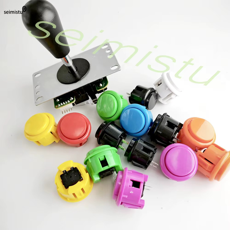 Arcade-Joystick DIY-Kit mit Sanwa-Stil Drucktasten für PC und Raspberry Pi Zero, USB-Controller in Weiß und Multicolour - Bild 1