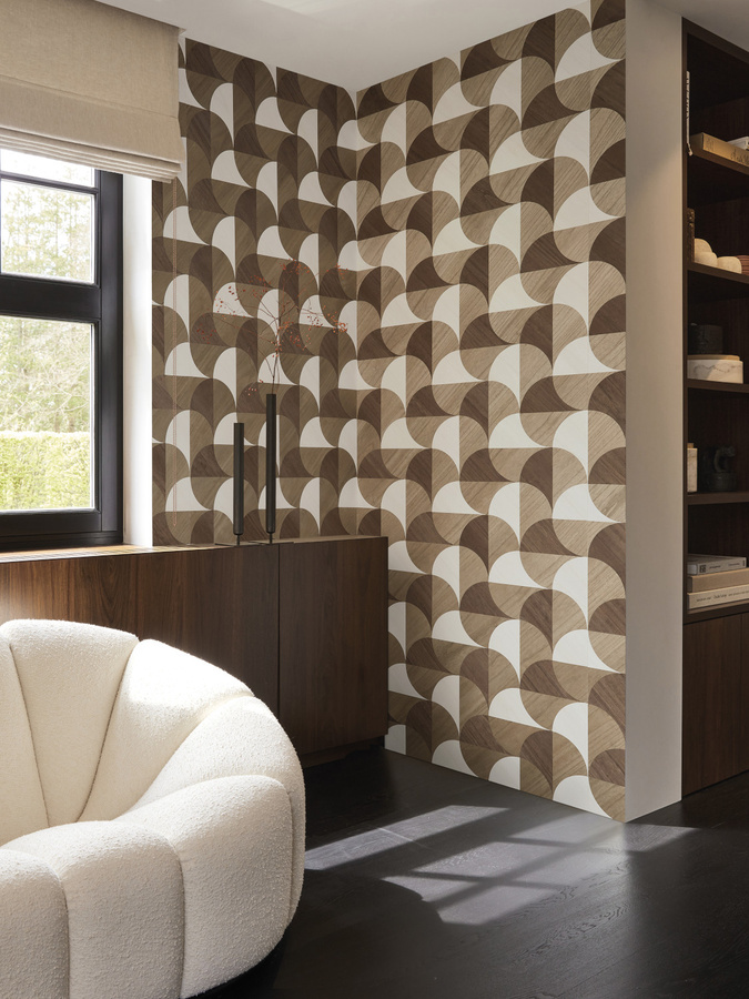 Omexco Tapete Nelumbo IM32 in Braun mit botanischem und geometrischem Design aus Vlies - Bild 2