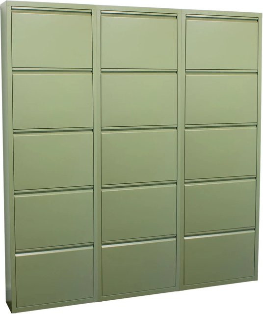 ebuy24 Pisa Schuhschrank aus Metall in Grün mit 15 Klappen, Wandmontage, Modernes Design - Bild 1