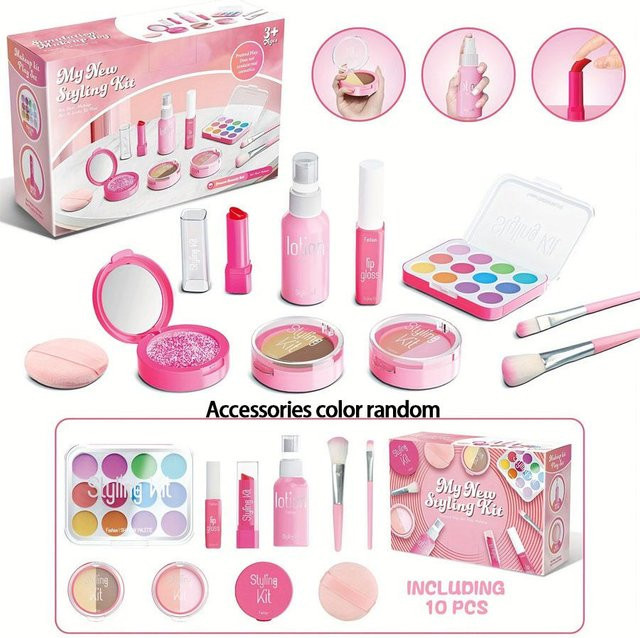 Kinderschmink-Spielzeugset, Simuliertes Schönheits-Make-up-Kästchen-Set, 10-teiliges Set, ab 3 Jahre - Bild 1