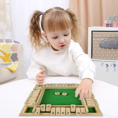 SUNJOY HOUSE Shut The Box Brettspiel, grün, Holz, Familienspiel, Strategiespiel
