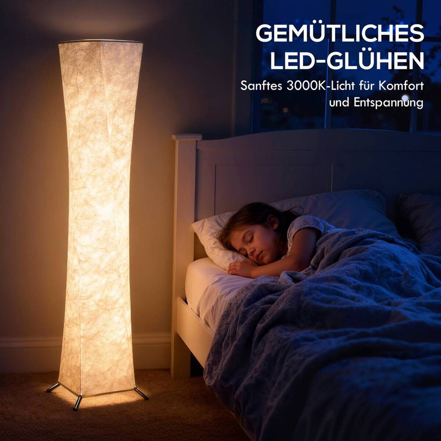 HOMCOM Stehleuchte modern in Silber und Weiß, dimmbare LED-Bodenleuchte aus Metall und Kunststoff, B/T/H: 25 x 25 x 129 cm - Bild 1