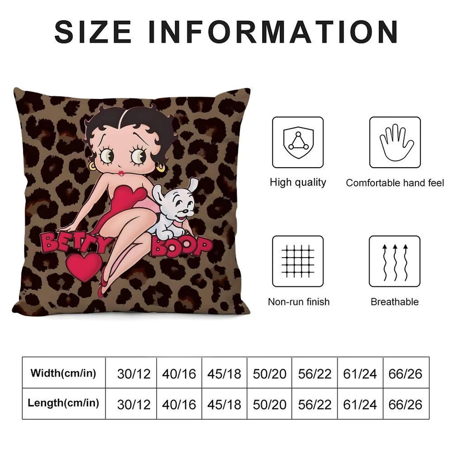 B-Betty Boop Modischer Kissenbezug in Schwarz mit grafischem Design, quadratisch, Breite: 30 cm, Höhe: 30 cm - Bild 4