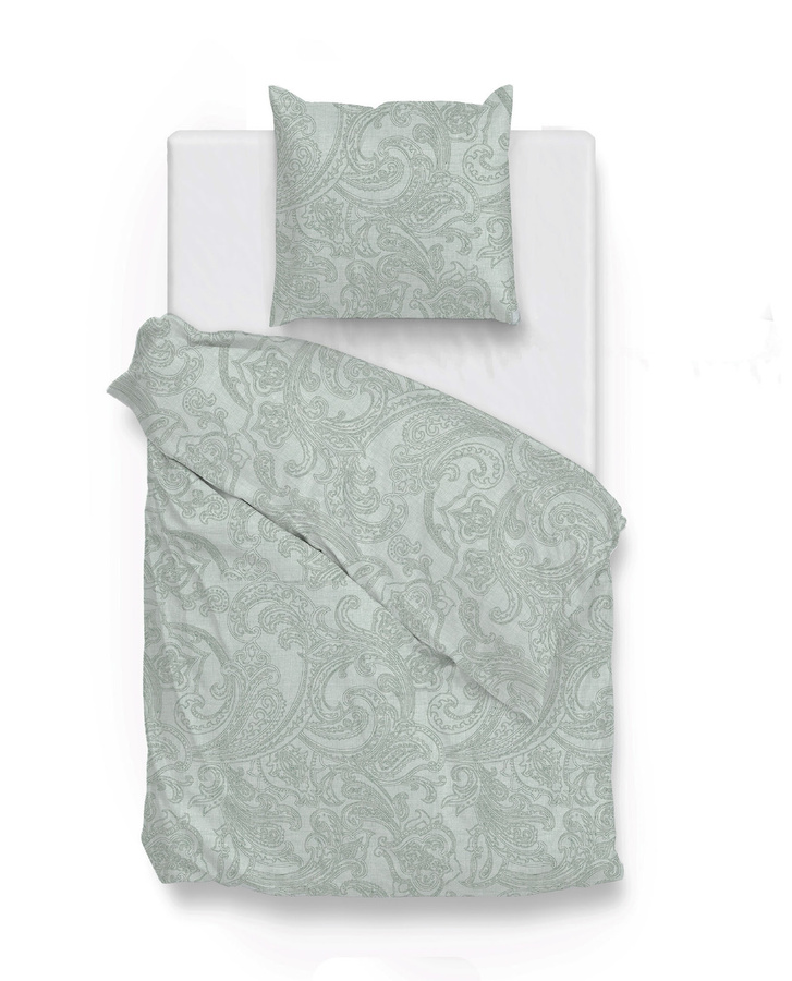 Zo! Home Baumwoll-Bettwäsche Paisley di Lino in Mintgrün, bestehend aus Bettbezug und Kissenbezug, B/H: 135 x 200 cm und 80 x 80 cm - Bild 1
