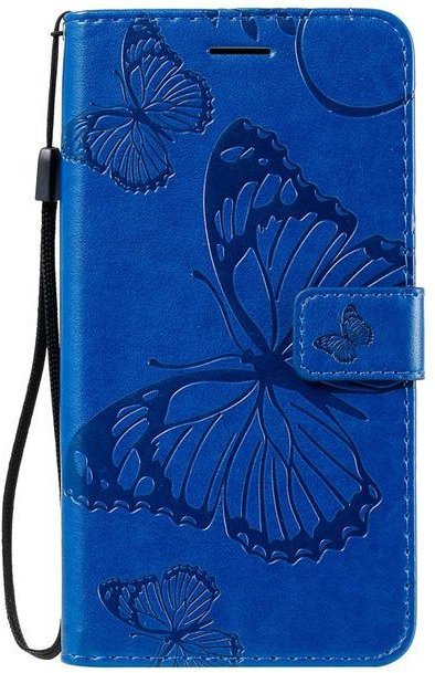 Samsung Galaxy Smartphone Flip Brieftasche mit Schmetterlings-Design aus Leder in Blau - Bild 1