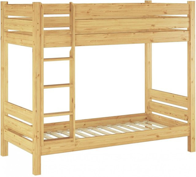 Erst-Holz Etagenbett aus Kiefer in Braun mit Rollrost und Nische, B/T/H: 80 x 190 x 120 cm - Bild 1