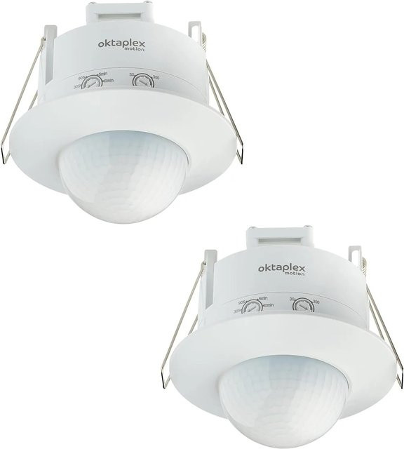 Oktaplex Sam 360° Infrarot Präsenzmelder 2er Set Unterputz Bewegungsmelder Weiß - Bild 1