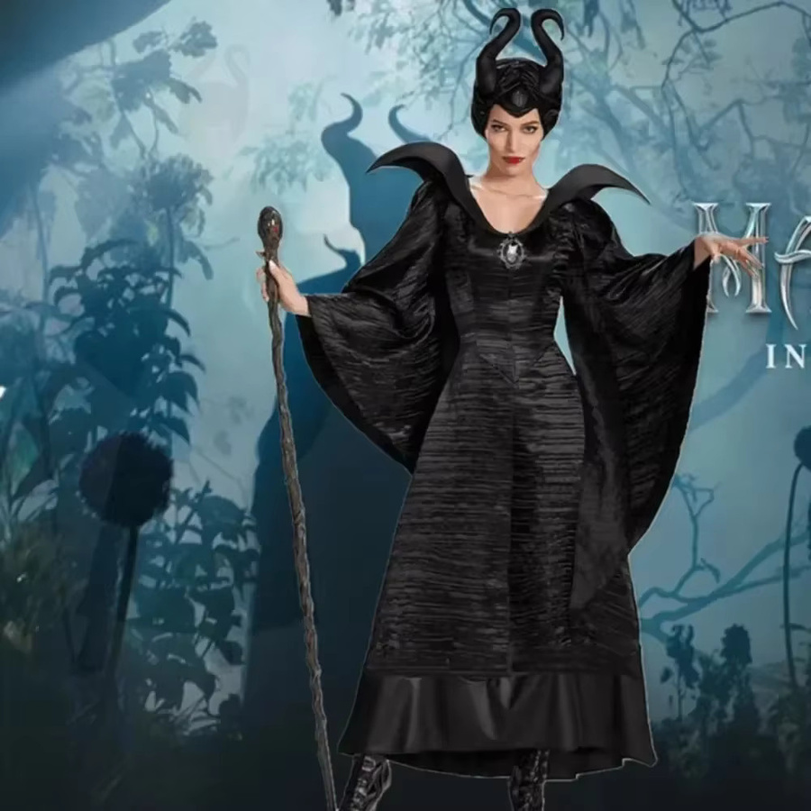 cosfans Maleficent Cosplay Kostüm Kleid, Schwarz, Unisex - Bild 2