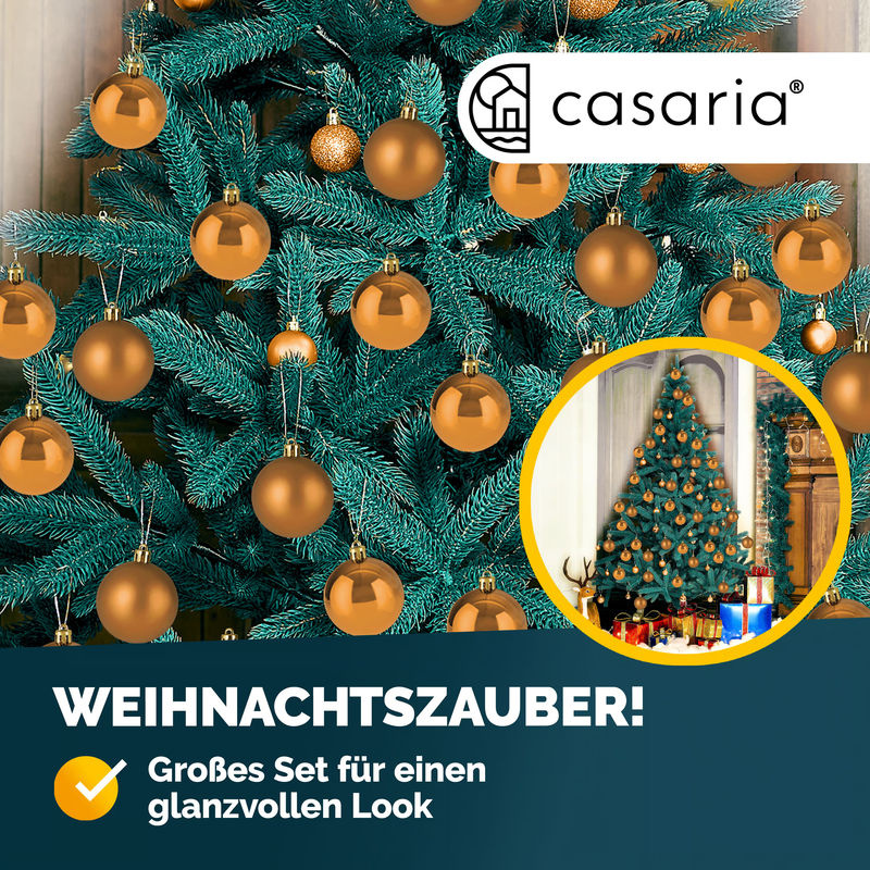 Casaria Weihnachtskugeln in Kupfer und Braun, 54-teiliges Set aus Kunststoff als Hängeornament für deine Weihnachtsdekoration - Bild 2