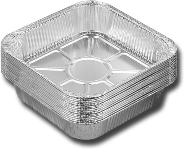 20er Set quadratische Aluminiumfolienpfannen für Heißluftfritteusen von yahnice in Silber, Durchmesser: 20 cm - Bild 1