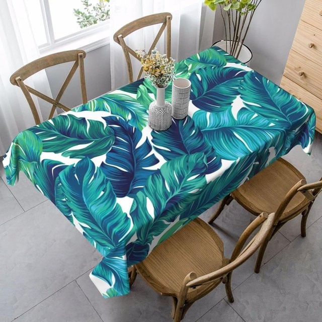 JINGYUE Pet Tischdecke mit tropischem Palmenblatt-Design in Grün, B/B: 90 x 140 cm - Bild 1