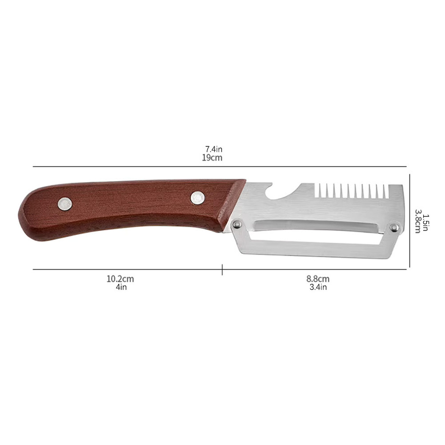 Aihogard Multifunktionales Küchenmesser mit Holzgriff als Schalottenmesser und Flaschenöffner - Bild 6