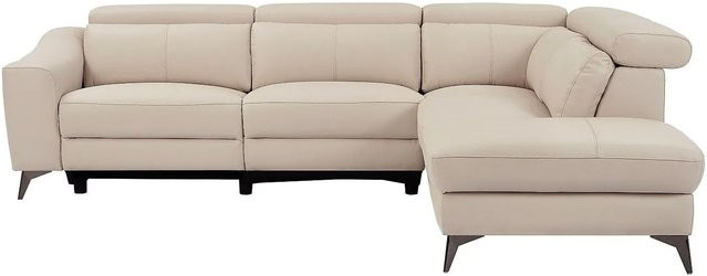 Vente-unique Relaxsofa Forlo in Creme mit Lederbezug und elektrischer Sitzfunktion, L-Form, Breite: 275 cm - Bild 1