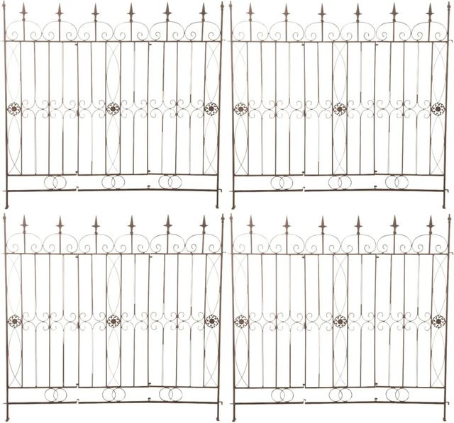 DELUKE Gartenzaun LINUS 4er Set Rankgitter aus Metall in Antik-Braun, B: 124 cm, H: 116 cm, Tiefe: 1 cm - Bild 1