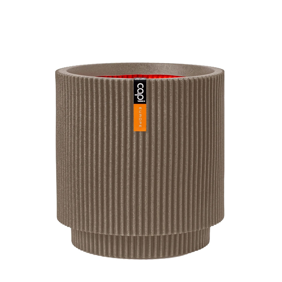 Capi Europe Blumentopf Zylinder Groove NL in Taupe, Durchmesser: 36 cm, Höhe: 38 cm - Bild 2