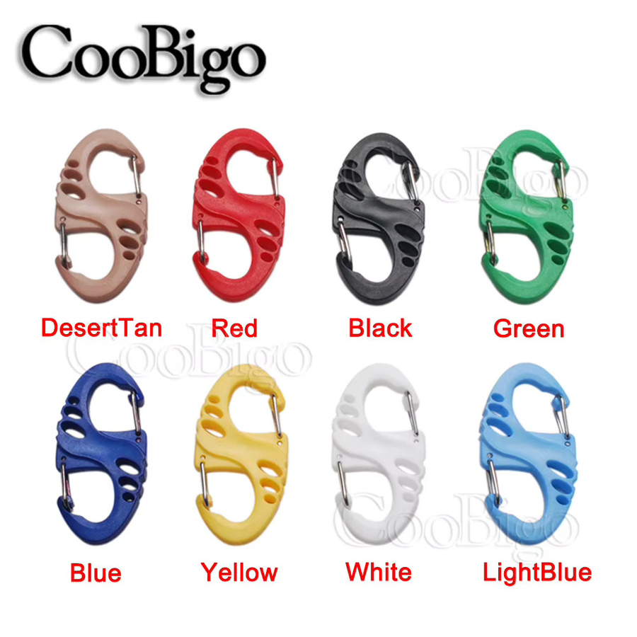 10er Set CooBigo Kunststoff S-Karabinerhaken in Blau für Rucksack und Paracord DIY Zubehör - Bild 2