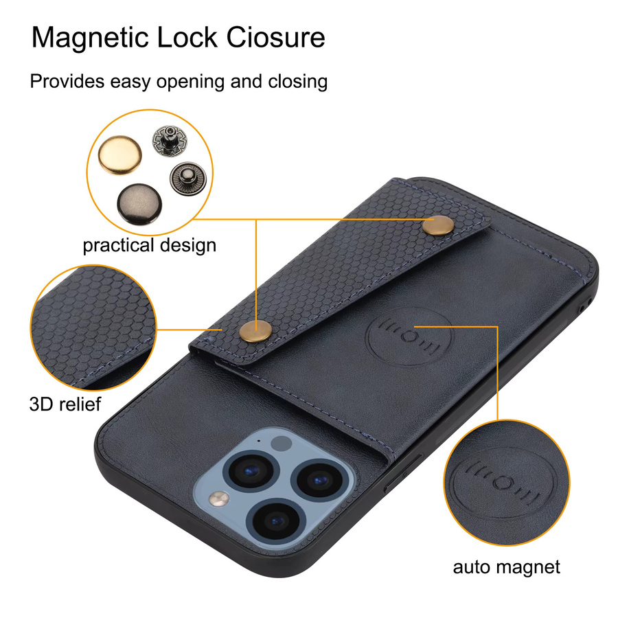 AIERHEBA Kartenfach Flip Handyhülle mit Ständer und stoßfestem Schutz für iPhone 11 bis iPhone 17 Pro Max, Farben: Schwarz, Blau - Bild 5