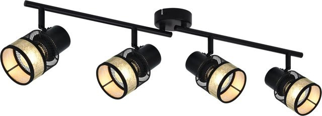 NETTLIFE Deckenleuchte aus Metall und Stoff in Schwarz und Gold/Messing mit E27 Fassung, Durchmesser: 36 cm - Bild 1