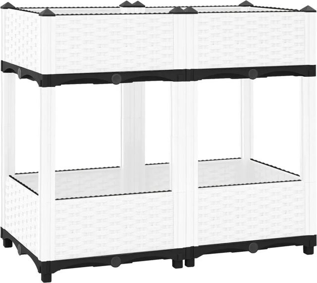 Hochbeet furnicato in weißer Rattan-Optik aus Polypropylen, B/T/H: 80 x 40 x 71 cm - Bild 1
