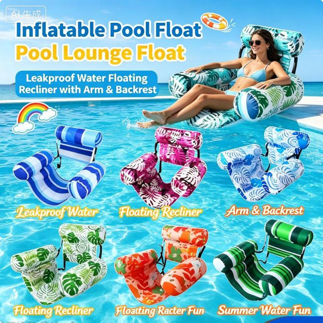 APWIKOGER Aufblasbare Wasserhängematte in Multicolour, Faltbare Schwimmmatratze mit 3-Röhren-Design für den Wassersport, B/B/H: 76,0 x 40,5 cm - Bild 1