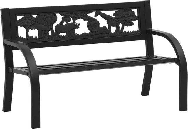 furnicato Kinder-Gartenbank aus Stahl in Schwarz, Breite: 86 cm - Bild 1