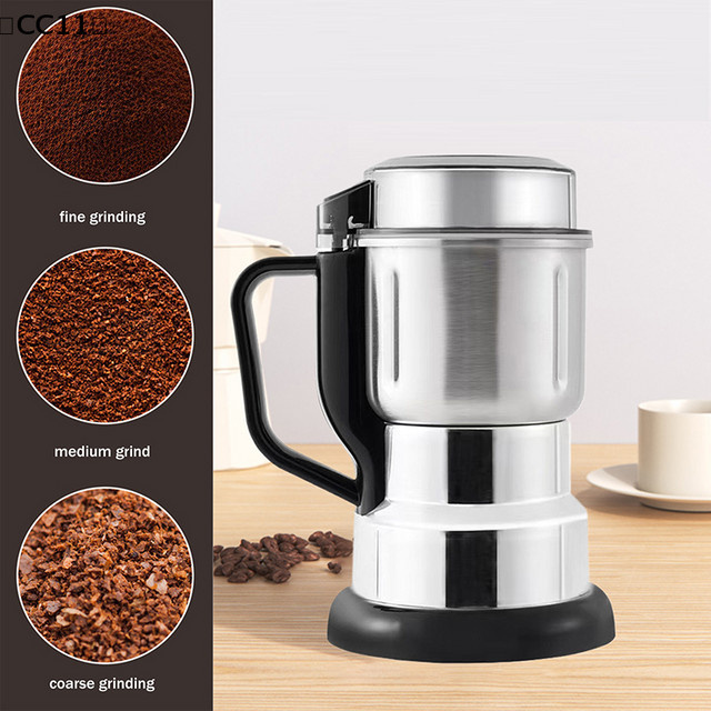 KuZHEN Elektrische Multifunktions-Kaffeemühle aus Edelstahl in Silber, 300 W Mahlmaschine für Bohnen, Nüsse, Gewürze und Getreide - Bild 1