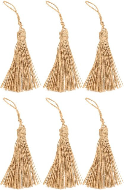 6 Stück natürliche Jutequasten von CosyHome in Beige im rustikalen Stil für Lesezeichen und Schmuck - Bild 1