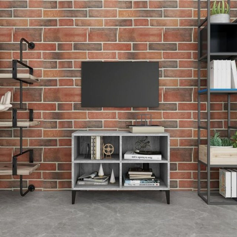 Vidaxl TV-Schrank im Industrial Design aus Holzwerkstoff und Metall, Grau, B/T/H: 69,5 x 30 x 50 cm - Bild 1