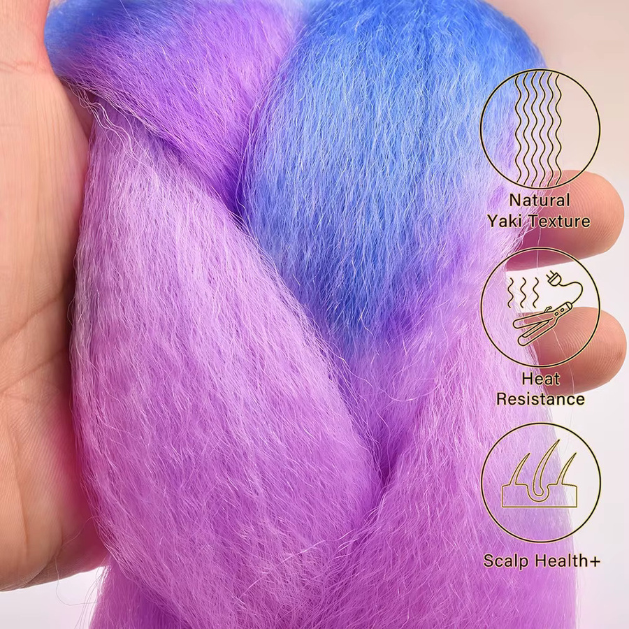 Refeeny Ombre Pink Flechthaarverlängerung, 24 Zoll, 4 Stück, synthetisch - Bild 3