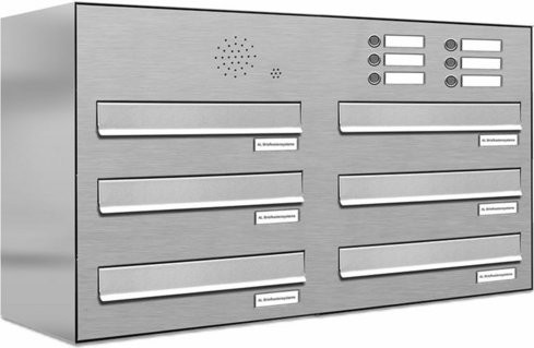 AL Briefkasten-System für 6 Parteien mit Zaundurchwurf, Farbe: Silber, B/H/T: 153,95 x 46,0 x 27,5 cm - Bild 1