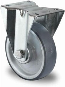 CASCOO Bockrolle Serie P2V2 mit Rollenlager aus Stahl und Kunststoff, Durchmesser: 125 mm, Farbe: Grau, verzinkt - Bild 1