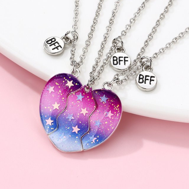 Karsyngirl Halskette 3-teiliges Set, Stern-Pailletten, Herz, Silber, Kinder - Bild 1
