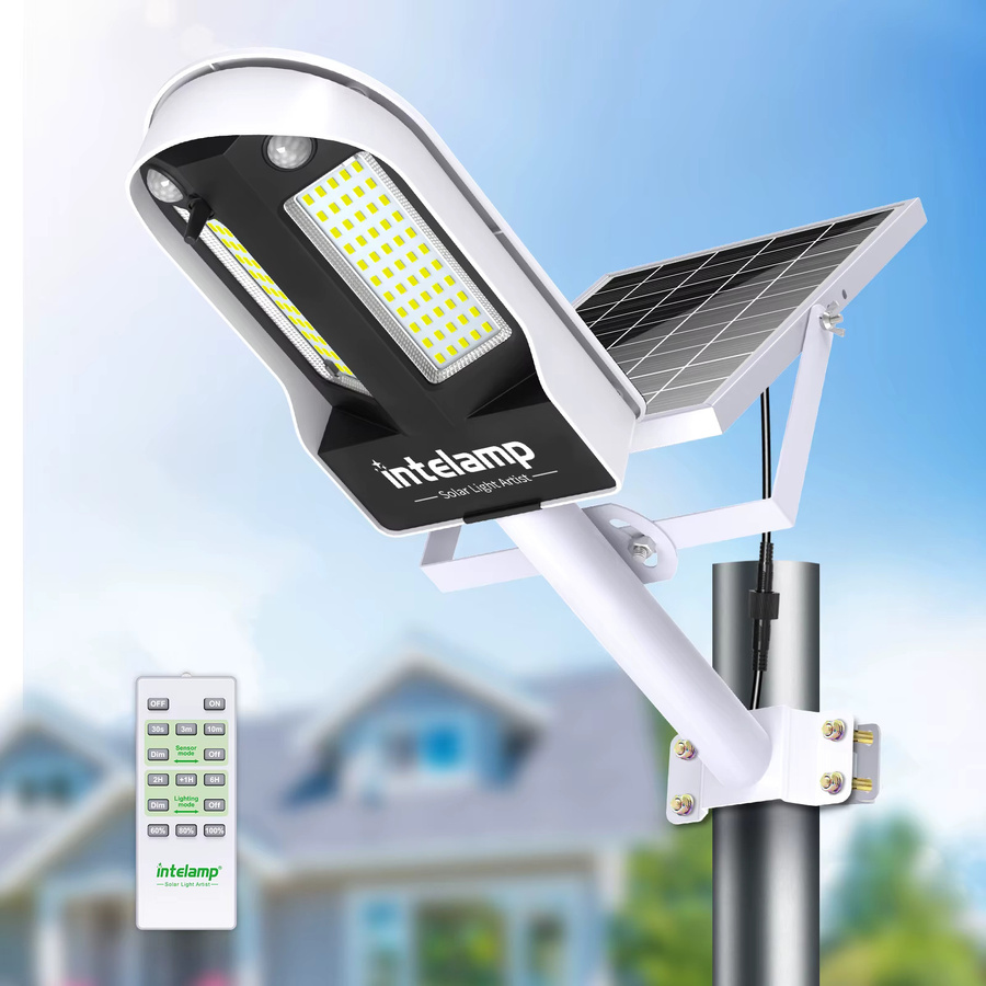 Intelamp Solar-Straßenleuchte mit 12500mAh Akku, großem Solarpanel und zwei 180° Bewegungssensoren, wasserdicht für Garten, Hof und Garage - Bild 7